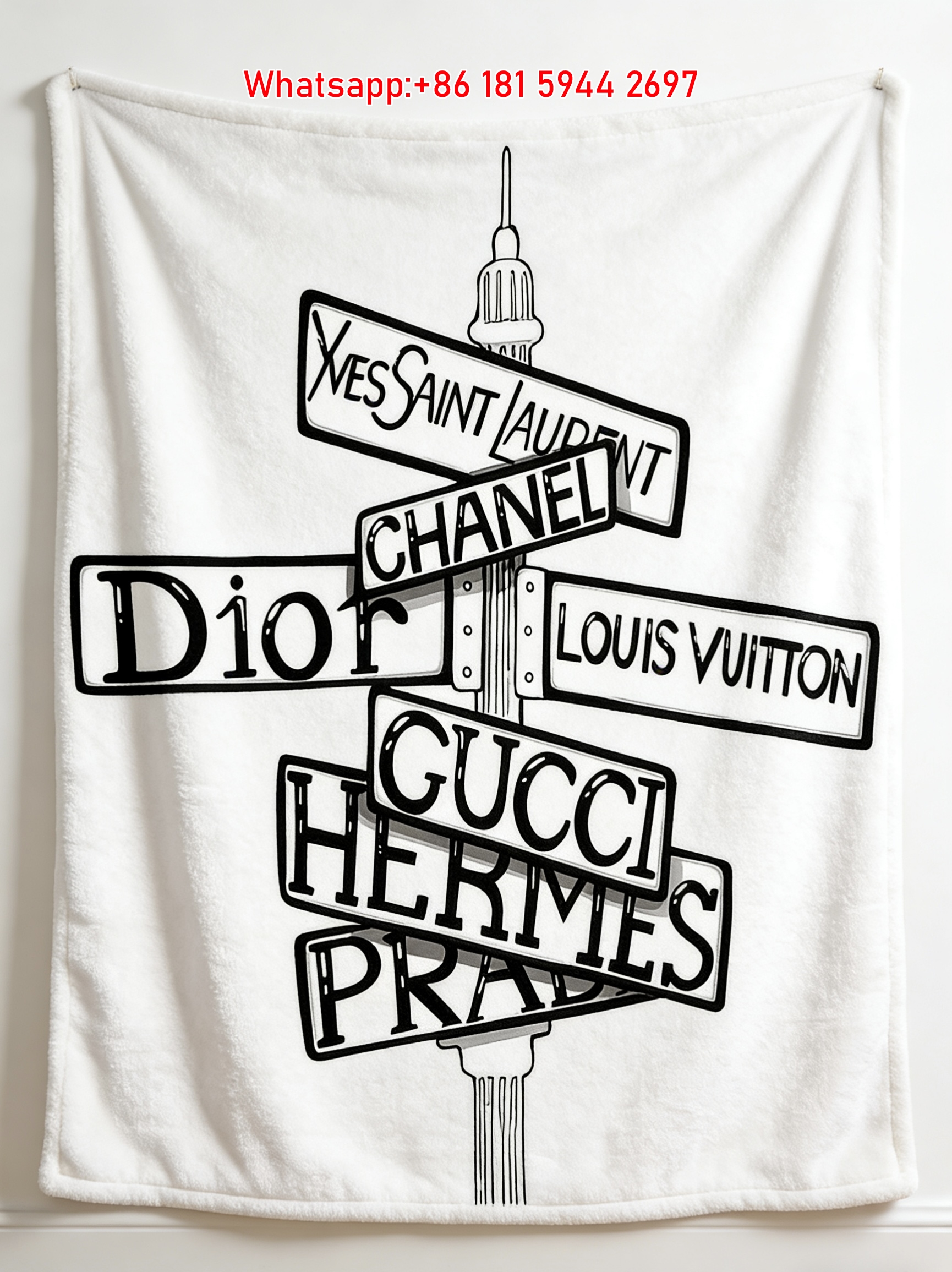Chanel & Luxury Fashion Street Sign Flannel Sofa Throw Blanket IMG_6745